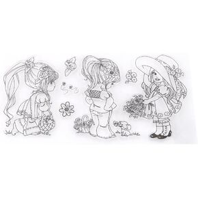 Silicone Clear Stamps Scrapbook Photo Album Transparent Silicone Rubber Clear Stamps Cartoon Girls for Card Making Decoration