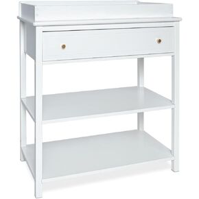 Milliard Nursery Dresser and Baby Changing Table with Storage & Removable Diaper Changing Top, White Modern Diaper Changing Station, Includes Spacious Drawer and Shelves, 18.5 x 35.5 x 40 inches