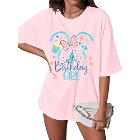 Birthday Shirt Magic Kingdom T-Shirt: Women Oversized Magical Castle Birthday Graphic Tees Funny Birthday Party Gift Tops