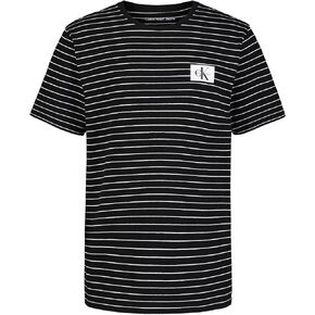 Calvin Klein Boys' Short Sleeve Striped Crew Neck T-Shirt, Soft, Comfortable, Relaxed Fit