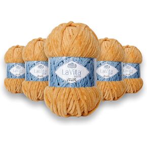 VELUR Hand Knitting Yarn, 5-Pieces Pack, 100% Micro Polyester Sports Yarn, 1 Ball 100 gr, 120 mt (7119)