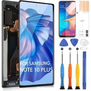 AMOLED Screen Replacement for Samsung Galaxy Note 10 Plus, LCD Display Kits for Samsung Note 10+ N975 N975U N975A N975W Digitizer Touch Screen with Repair Parts(Black with Frame)