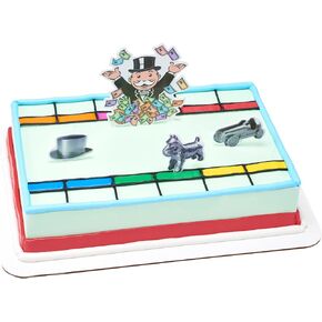 DecoSet® Hasbro Monopoly Let's Play Cake Decorating Kit, 4 Piece Classic Board Game Cake Topper, Dog, Car, Hat, Mr Monopoly, Game Night Set