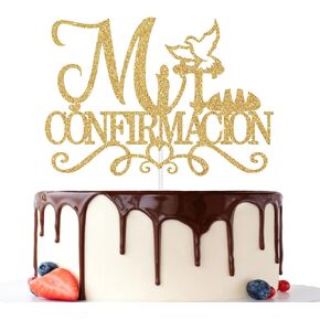 Mi Confirmacion Cake Topper, First Holy Communion, Glittery Christen Day Baby Boys Girls 1st Birthay Decorations