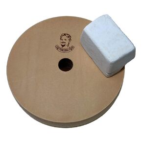 4" Diameter Leather Honing Wheel - Fits 1/2" Arbor - White Compound Included (1/2" Width)