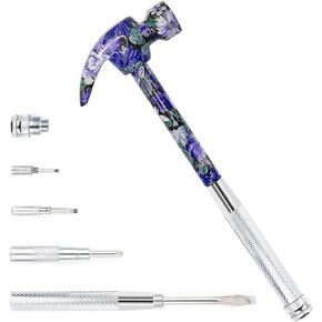 6-in-1 Multi-Tool Camping Hammer Set with Slotted/Flat Head Phillips Screwdriver for Mechanical Maintenance, Interior Decoration, Outdoor Adventures, Best Gift (purple), EDFS-FF00