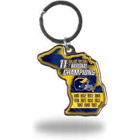Rico Industries NCAA Michigan Wolverines Champ State Shape Keychain
