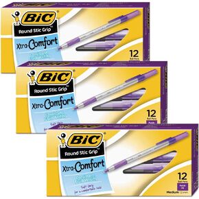 Medium Ultra Round Stic Grip Ballpoint Stick Pen, 12/Pack [Set of 3]