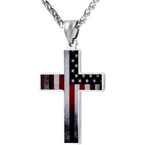 الصليب قلادة قلادة المجوهرات الدينية الوطنية هدية للرجال والنساء سلسلة فضية in Kuwait