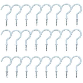 24 Pack 2.9 inch Cup Hooks Metal Ceiling Hooks, Household Screw-in Utility Storage Hook (White, 2in)