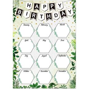 Fsaoor Boho Greenery Happy Birthday Chart for Classroom Birthday Poster Chart Birthday Calendar Poster for Back To School Classroom Bulletin Board Decorations Teacher Gifts Supplies