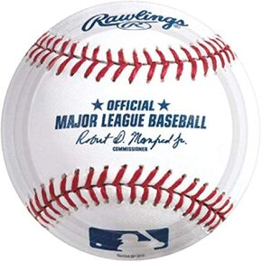 Amscan Rawlings Baseball Round Plates, 7" (6 Packs of 8) - Premium Quality, Eye-Catching Design Tableware for Parties & Sports Fans - 48 Pcs.