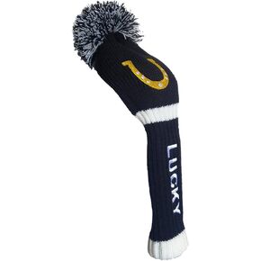 Driver Wood Golf Club Head Covers Knitted Embroidered Horse Shoe Lucky 460cc POM POM Original Golfer Gift Women Men
