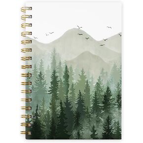 Green Misty Forest Journal Notebook 80 Sheets A5 Woodland College Ruled Notebook Strong Twin-Wire Binding with Premium Paper for School Office Gift