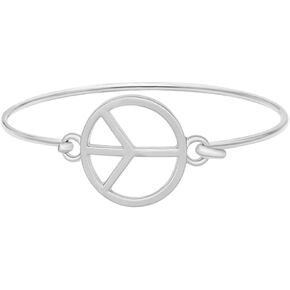 Gold Silver Peace Love Sign Symbol Openable Hook Bangle Bracelet Cuff Jewelry