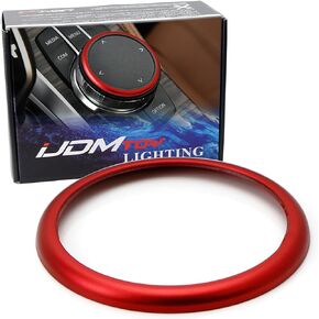 iJDMTOY 1pc Red Aluminum Ring Compatible with BMW 1 2 3 4 5 6 7 Series X3 X4 X5 X6 Center Console iDrive Multimedia Controller (Fit All Fxx Chassis Codes)