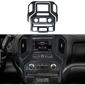 ruihe Carbon Fiber Color Center Dash ​Radio Audio Control Panel Cover Navigation Frame Trim Fit for GMC Sierra Chevy Silverado 1500 2500HD 3500HD 2019 2020 2021 2022 2023 (low Version)