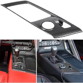 Carbon Fiber Look Control Gears Panel Protective Cover For Chevrolet Corvette C7 Z06 Z51 ZR1 Stingray Grand Sport 2014 2015 2016 2017 2018 2019 Interior Accessories Shift Box Trim Manual Gear (Black)