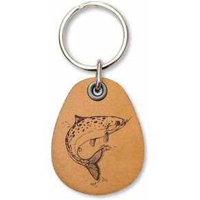 Fishing - Genuine Leather Keychain - Hobby Key Fobs