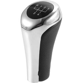 X AUTOHAUX 5 Speed Manual Gear Stick Shift Knob Transmission for BMW X1 E84 for BMW X3 E83 ABS Faux Leather Black Silver Tone