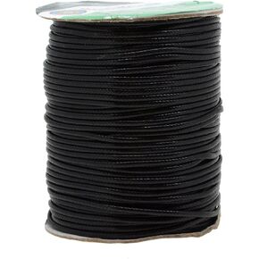 Mandala Crafts Macrame Supplies Extra Long Korean Wax Polyester Beading Craft Cord Thread (2mm (89 Yards Long), Black)