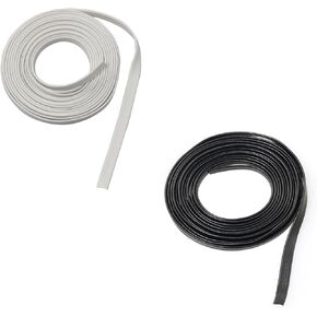 PZRT 4 Yards L 5mm/0.197" W PU Faux Leather Cord Flat Leather Cord for Bracelet Jewelry Beaded String Ribbon Craft (2 Yards x Black + 2 Yards x White)
