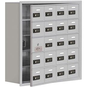 Salsbury Industries 19158-20ARC Cell Phone-Access Panel-5 Unit Recessed Mounted-Resettable Combo Locks with 8-Inch Diameter Compartments, Aluminum