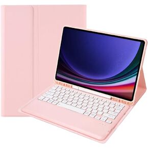 Keyboard Case for Samsung Galaxy Tab S9 Plus 12.4 Inch 2023, Slim Folio Cover Removable Detachable Bluetooth Keyboard with Pencil Holder for S9P SM-X810/X816B/X818U (Black)