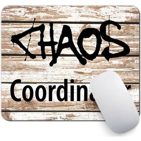 Chaos Coordinator Hummingbird Mouse Pad Funny Quote On Faux Wood Floral Mousepad Desk Accessories Decor for Women