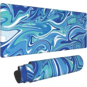Red Topographic Contour Map Liquid Wave Topography Geography Gaming Mouse Pad 31.5 X 11.8 Inch XL Extended Large Keyboard Non-Slip Rubber Base with Stitched Edges for Home Office