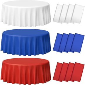 12 Pack 4th of July Tablecloths, Red White and Blue Disposable Plastic Tablecloth, Rectangle Table Cover for Patriotic Independence Day Memorial Day Veterans Day Party Decorations, 54 x 108 Inch