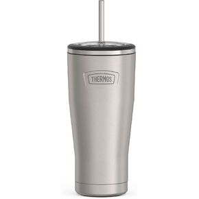 ICON SERIES BY THERMOS كوب بارد من الفولاذ المقاوم للصدأ مع شفاطة، 24 أونصة، من الفولاذ المقاوم للصدأ غير اللامع