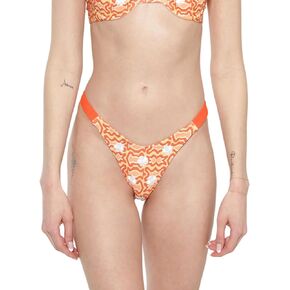 The Stacey (Orange Retro Floral) Bikini Set Handmade Swimwear, Hand Embroidered Details