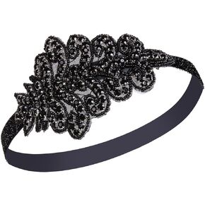 Vijiv Black White Headpiece Art Deco Vintage 1920's Headband Flapper Accessories
