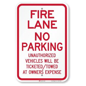 "Fire Lane - No Parking, Unauthorized Vehicles Towed" Sign By SmartSign | 12" x 18" 3M Engineer Grade Reflective Aluminum
