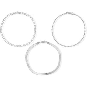 Versatile Sterling Silver Bracelet Set of 3 for Women