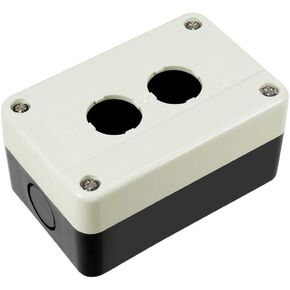 uxcell Push Button Switch Control Station Box 22mm 2 Button Hole Watertight Black and White Grey