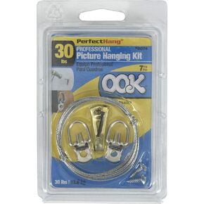 OOK 535640 Professional Picture Hangers Kit, Reusable Art Hooks, Padded, Brass, 30lbs (7 Piece Kit)
