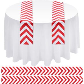 Baseball Table Runner Baseball Ribbon Table Cloth Runner Sports Red White Chevron Rectangular Runner for Baseball Party Decor Dining Room Kitchen Holiday (6, 60 x 6 Inch)