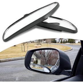 2 PCS Car Rearview Mirror Blind Spot Mirror, 5.23" x 1.18" ABS Shell Adjustable Convex Reversing Auxiliary Mirror, 3M Adhesive Backing for Easy Installation Accessories, for Most Cars (Silver)