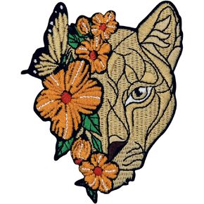 ZEGINs The Flower Lion Patch Embroidered Applique Badge Iron On Sew On Emblem