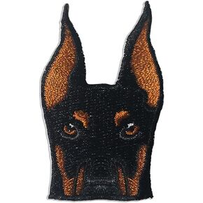 WIRESTER Vintage Embroidered Sew on Iron on Patch for Shirts, Jeans, Jackets, Hats - Black Rust Doberman Pinscher Dog