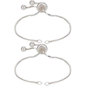 Beebeecraft 1 Box 2Pcs Adjustable Slider Bracelet Chain Sterling Silver Italian Ball Bead Chain Link Necklace Making for DIY Craft Jewelry