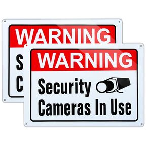 Video Surveillance in Use Sign,Warning Security Cameras in use Sign,Large 10x14 Inch Aluminum UV Ink Printed for House and Business (4-Pack)…