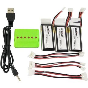 Accessories 3PCS 3.7V 350mAh Li Battery with 1pcs 3 in 1 Balance Charger with 3pcs Conversion Cable for UDI U818A WiFi FPV U845 U919 U919A U945A WiFi RC Drone