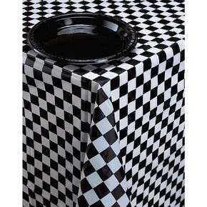 Creative Converting Plastic Banquet Table Cover, Black Check - 108x54in in Kuwait