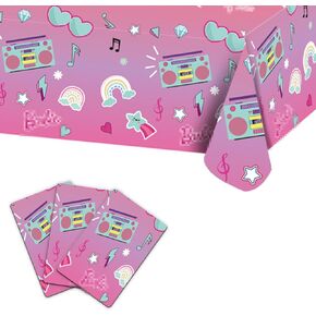 3 قطع من لوازم حفلات أعياد الميلاد الكرتونية للفتيات، مفرش طاولة لطيف للاستعمال مرة واحدة لأعياد الميلاد والمناسبات الكبيرة، حفلات ذات طابع خاص للفتيات مقاس 71 × 42.5 بوصة، وردي in Kuwait