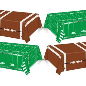 4pcs Football Party Tablecloth Supplies Disposable Football Birthday Party Table Cloths Plastic Sports Theme Table Covers for Game Day Tailgate Baby Shower Children's Day Father's Day Wedding Party