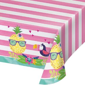 Creative Converting Pineapple and friends Tablecover, 102", Multicolor