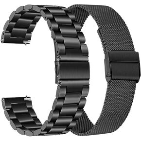 TRUMiRR Band Sets for Venu 3 (45mm) Smart Watch Men, Solid Stainless Steel Metal + Mesh Strap Quick Release Watchband for Garmin Venu 2 (45mm) / Forerunner 965 955 265 255